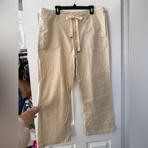 DKNY Jeans Cotton Linen Drawstring Waist Pants